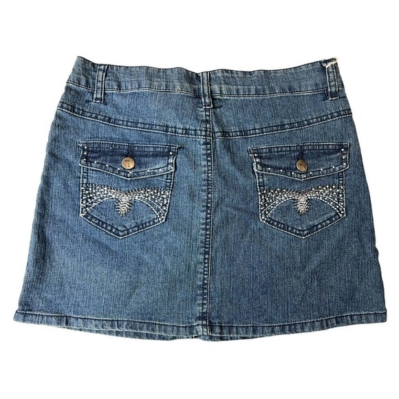 Street Jeans Girls Blue Jean Skirt Large Bling Pockets Stretch 28 x 13.5 USA - Picture 10 of 11